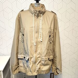 American Rag Women's Khaki Utility Jacket Coat with Zipper Hood Size XL